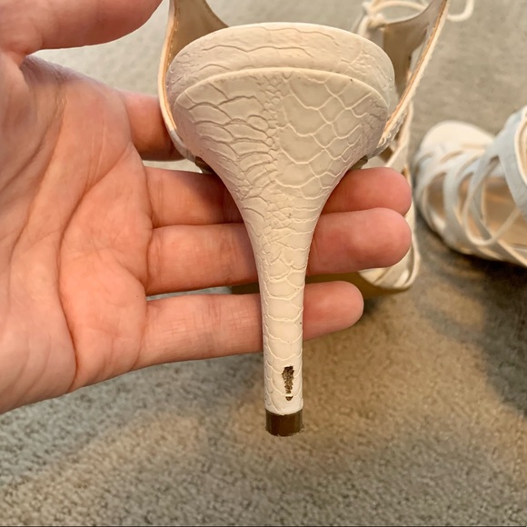 White Lace Up Heels - Picture 13 of 14